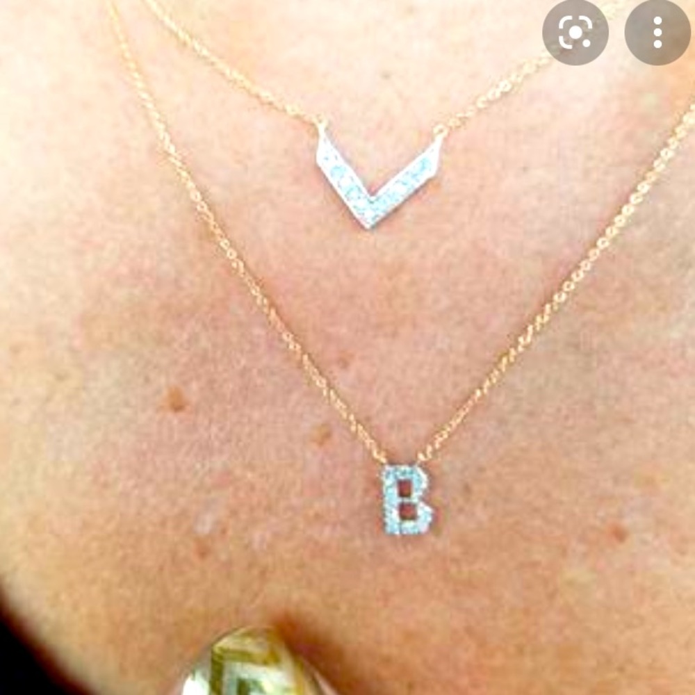 Stella & Dot | 14KGold & Genuine Diamond Covet Chevron Delicate Dainty N… - Picture 4 of 13